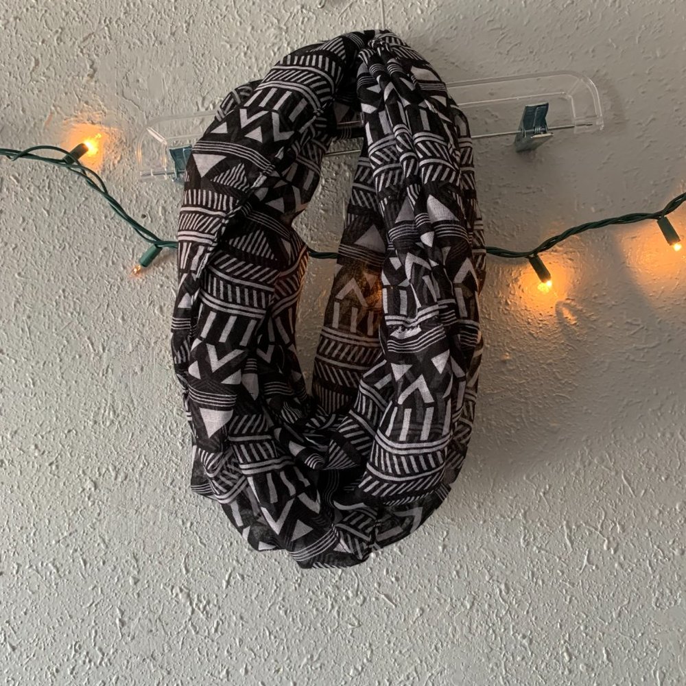 Infinity Scarf One Size Fits All Black and White
